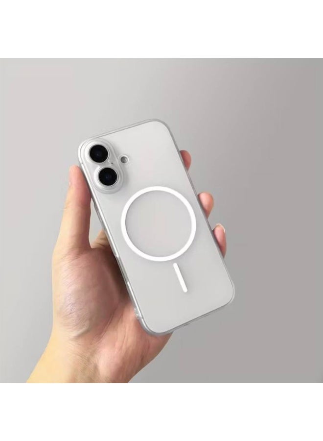 Magsafe Luxury Matte Case for iPhone 16 Plus, Slim Magnetic Shockproof Cover | White